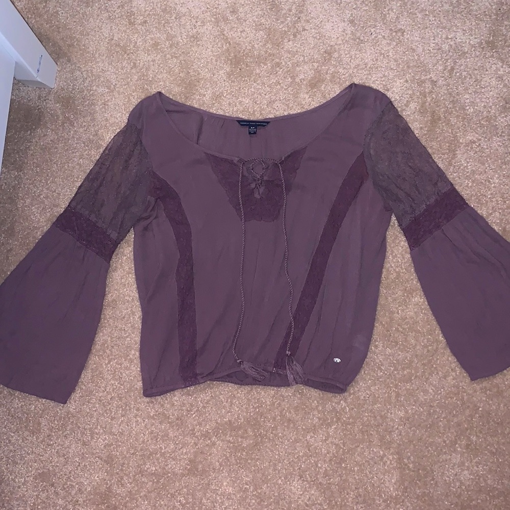 Long sleeve blouse with mesh/flare Sleeves
